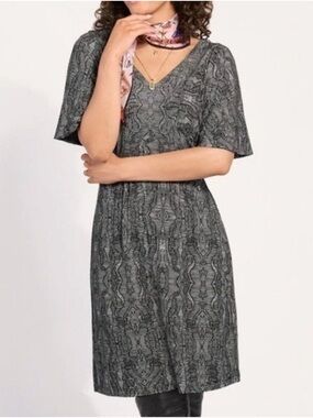 Cabi 4641 Black Lace Print Twirl Dress Size XL